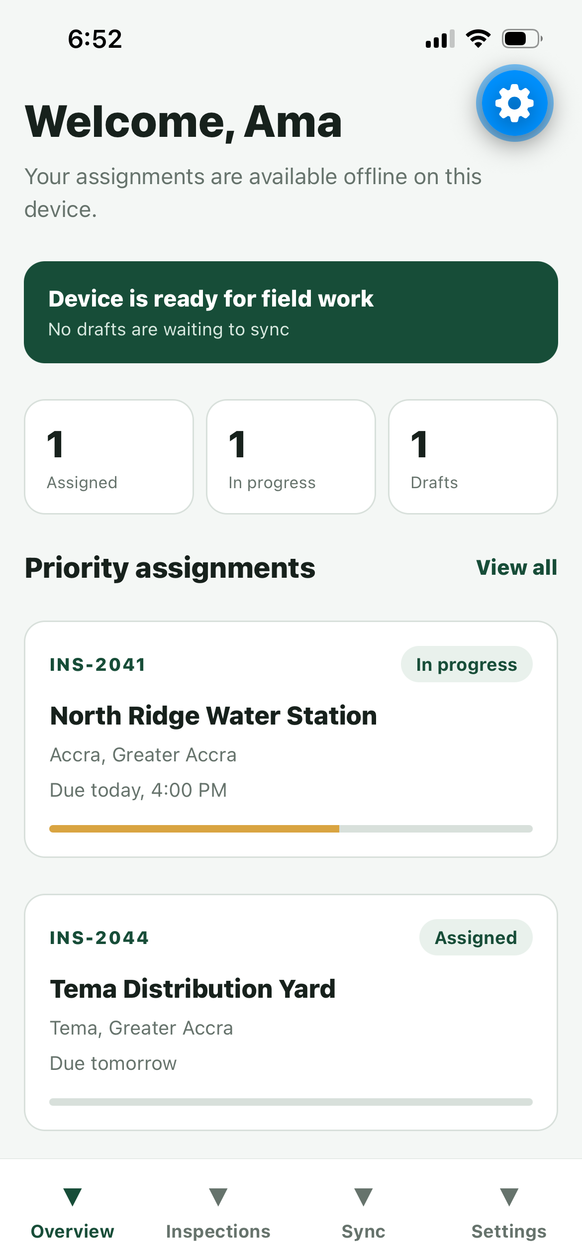EAV Field assignment dashboard on iPhone