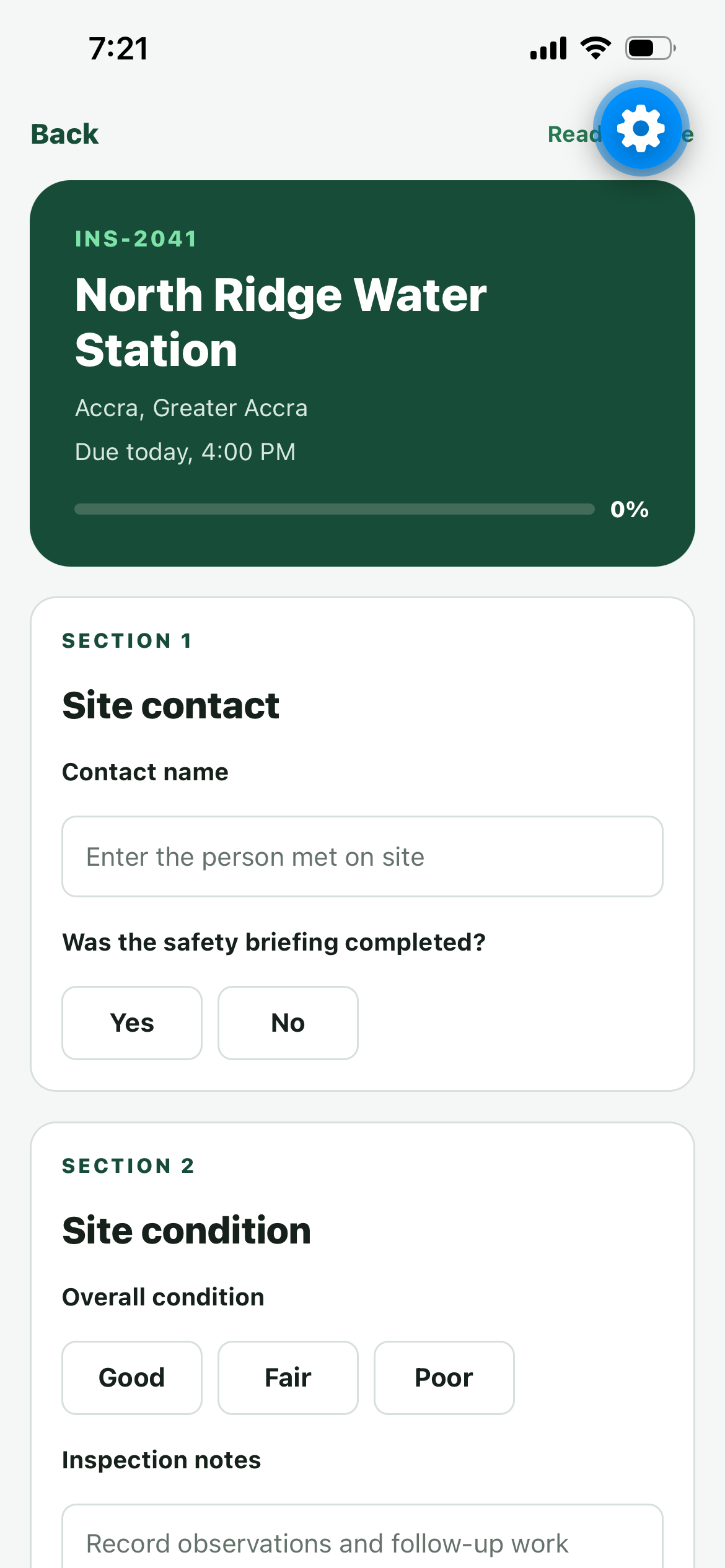 Offline inspection form on iOS
