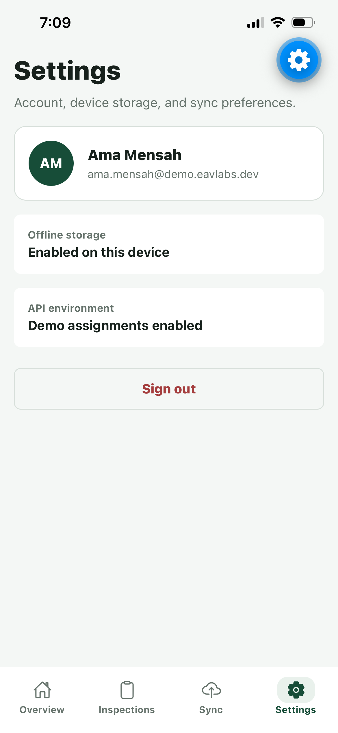 Profile and device settings on iOS